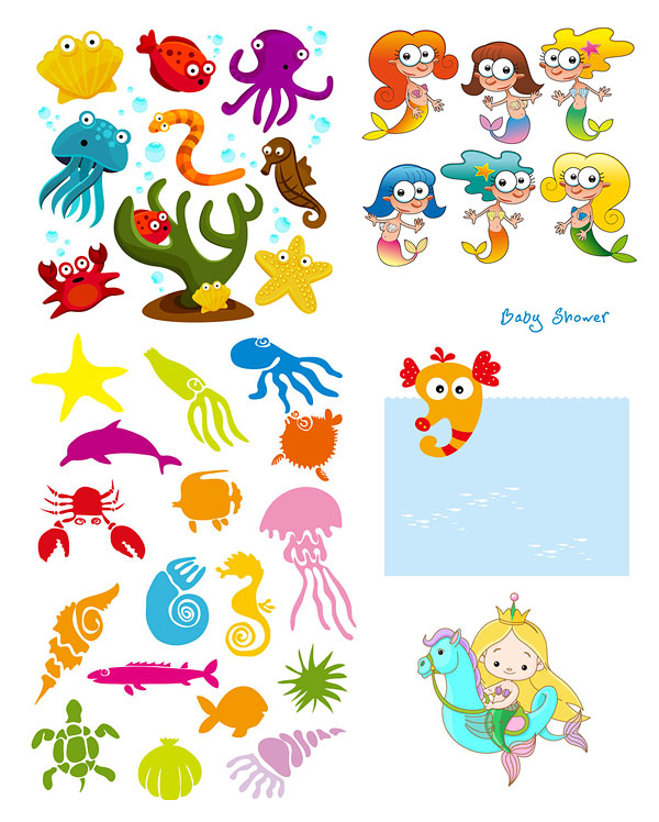 卡通海洋生物矢量素材