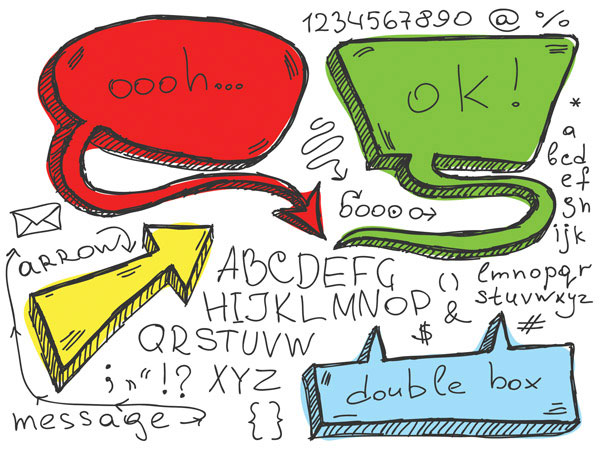 可爱手绘对话泡泡矢量素材-2