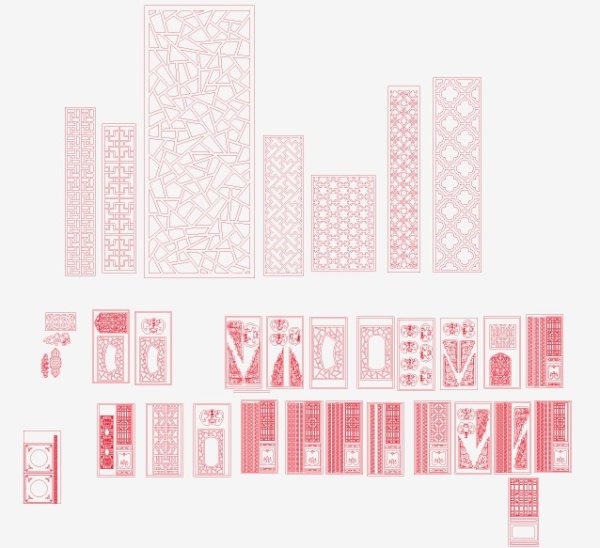 窗棂勾线矢量素材