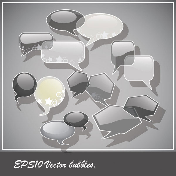 玻璃质感立体对话框矢量素材