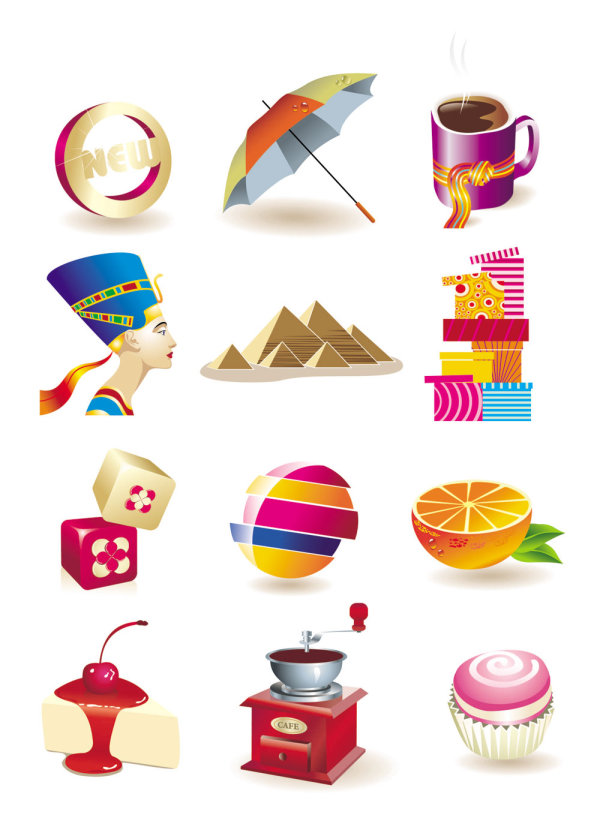 绚丽的立体小图标02&mdash;&mdash;矢量素材