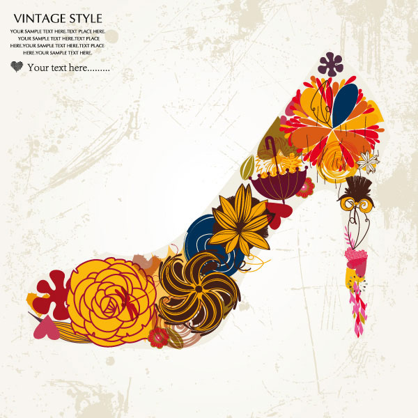 时尚花纹高跟鞋纹样05&mdash;&mdash;矢量素材