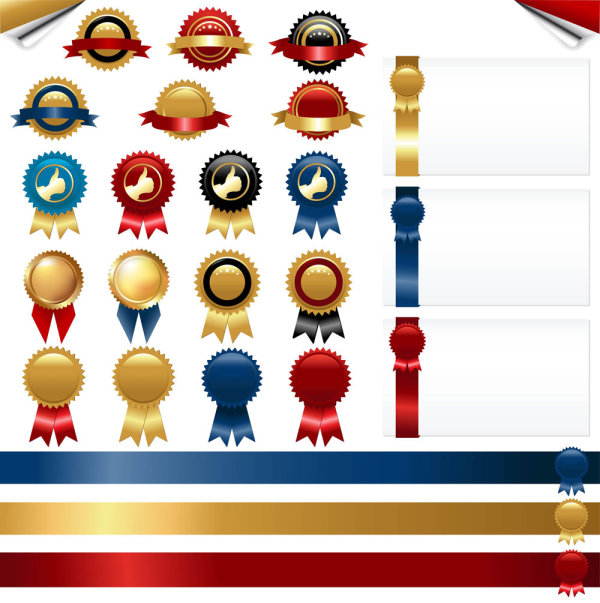 各式胸花丝带&mdash;&mdash;矢量素材