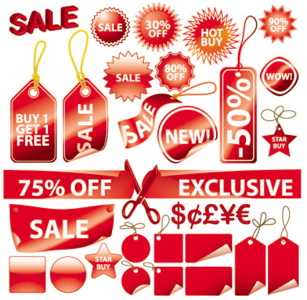 红色标签01&mdash;&mdash;矢量素材