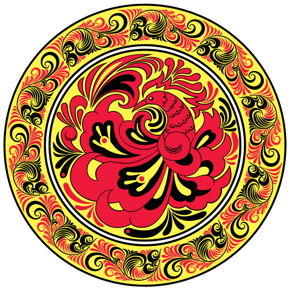 Colorful folk art painting 05 - vector material