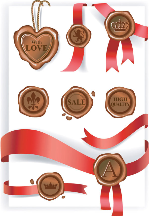 塑印与丝带&mdash;&mdash;矢量素材