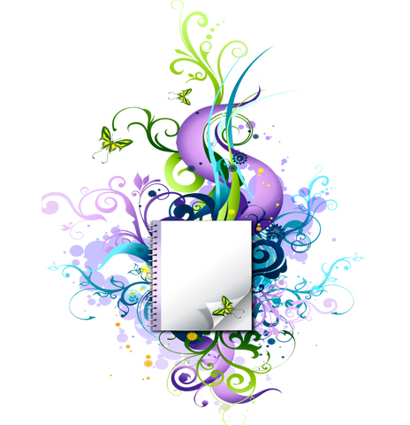 时尚花纹记事本矢量素材-3