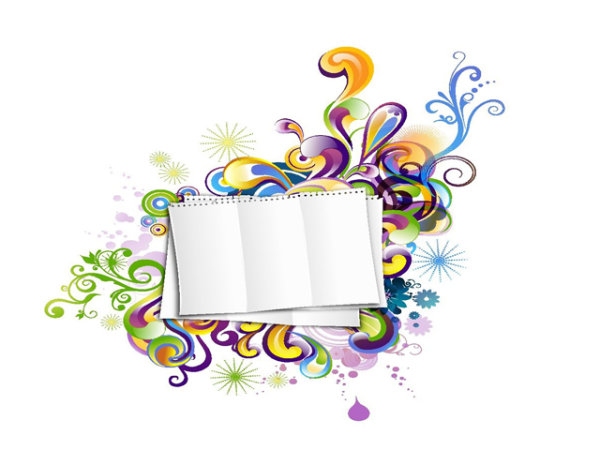 潮流花纹空白文本模板矢量素材-3