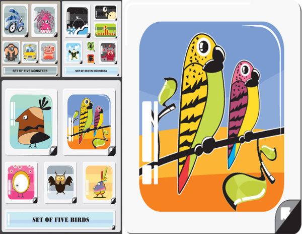 卡通动物形象卡片设计矢量素材