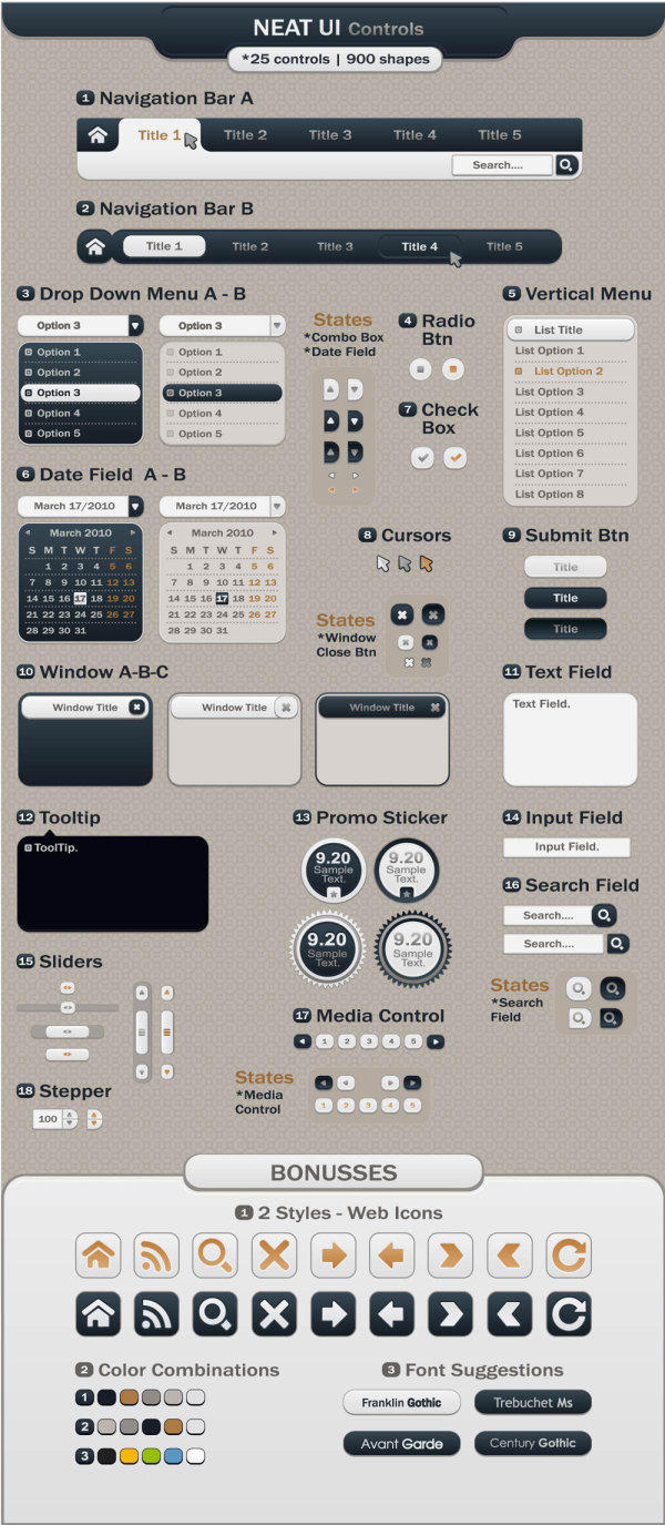 精致网页设计元素&mdash;&mdash;矢量素材