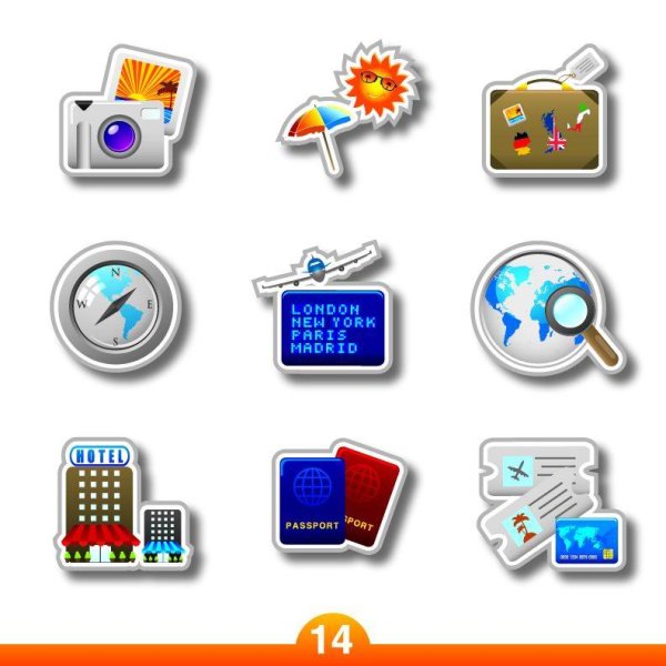 The travel supplies Labeling Vector