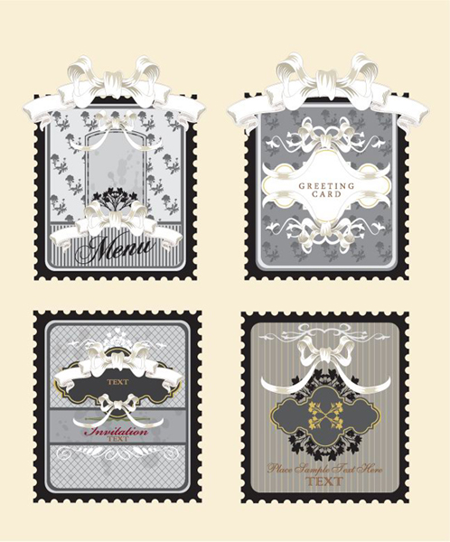 古朴素雅花纹边框矢量素材-1