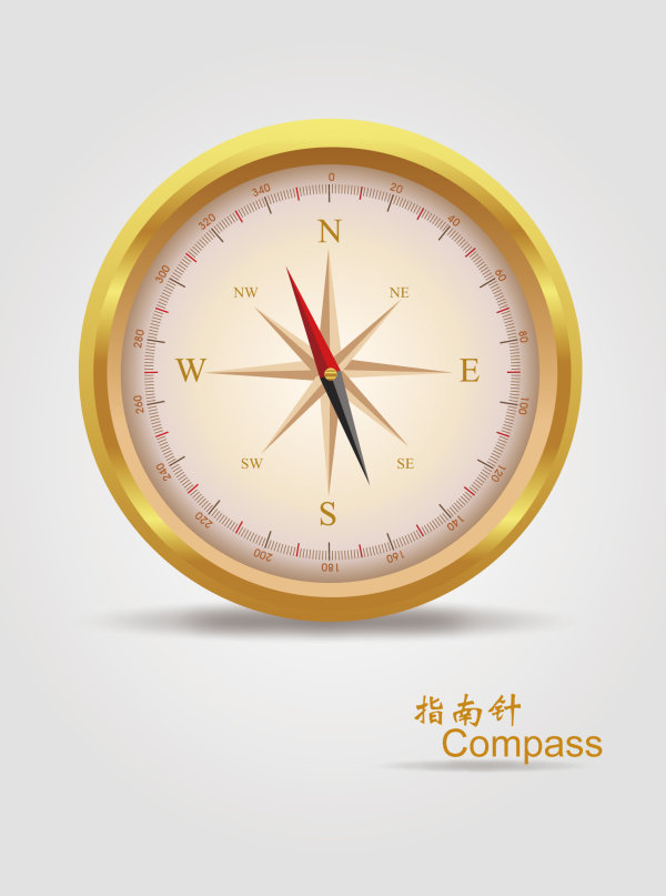 Realistic golden compass vector