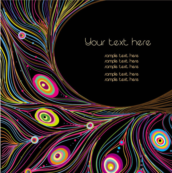 孔雀羽毛线条背景01&mdash;&mdash;矢量素材