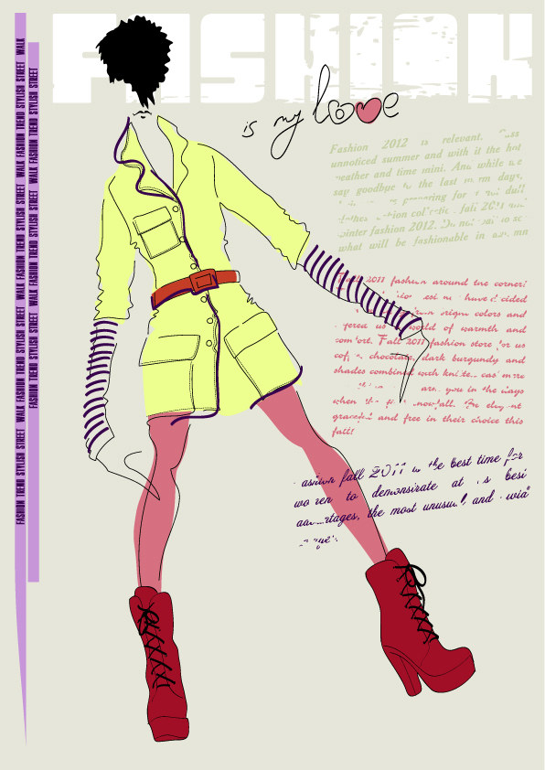 Girls fashion illustrator 01 - vector material