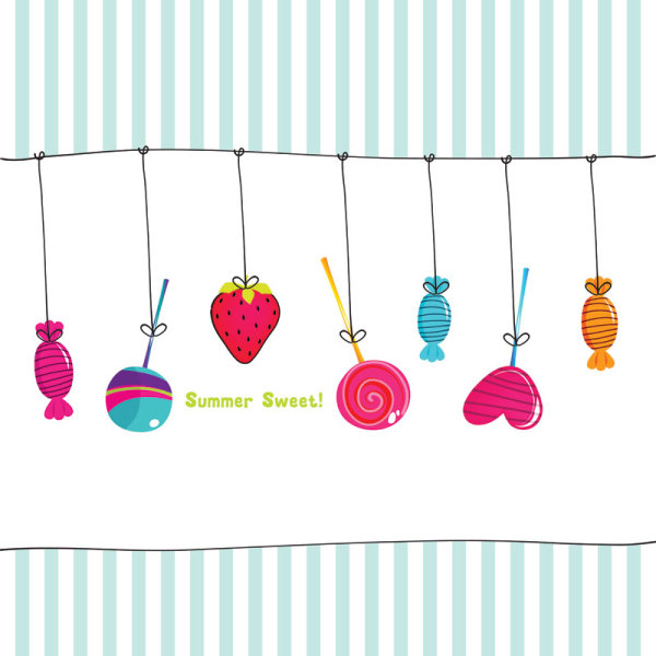 Cartoon line art candy - vector material
