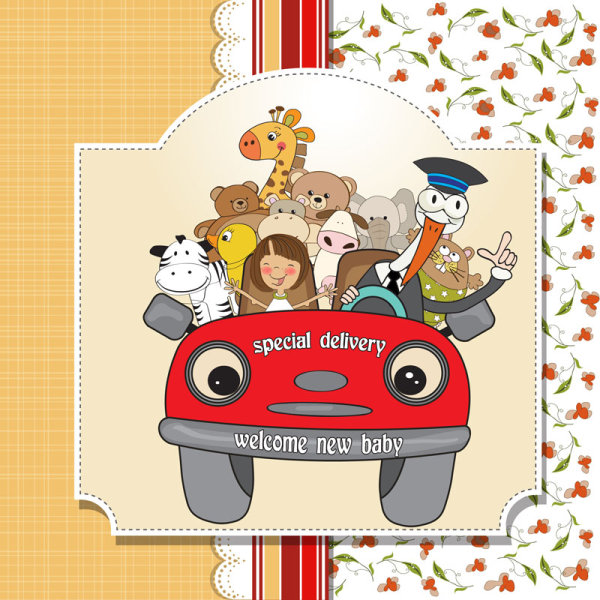 Cartoon birthday card 04 - vector material