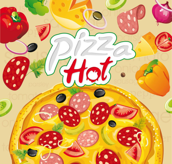 Cartoon pizza 04 - vector material