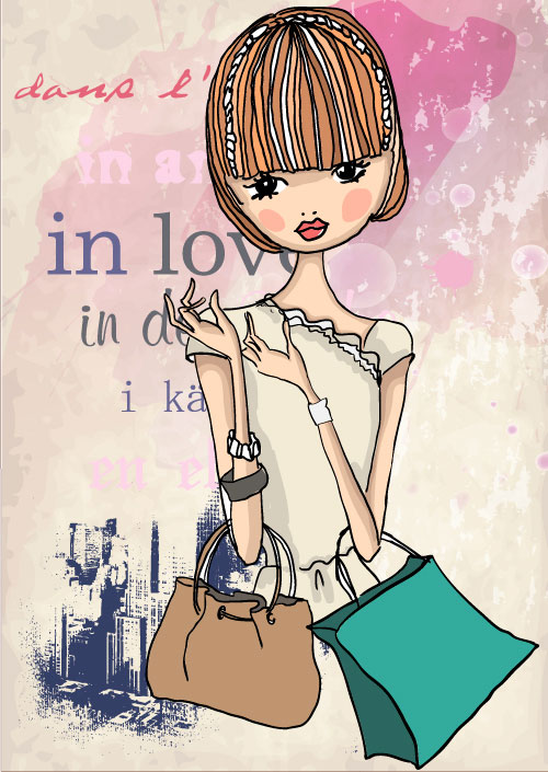 Fashion Shopping Girl 05 - vector material