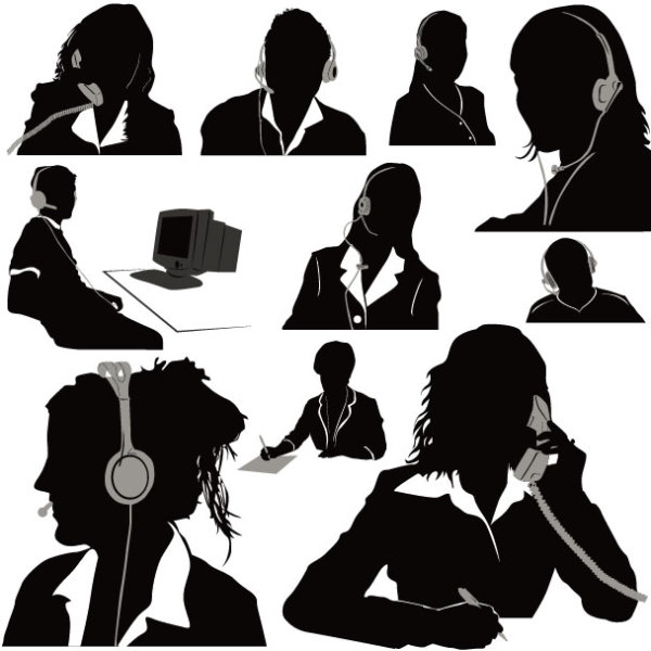 Customer service staff silhouette 01 - vector material