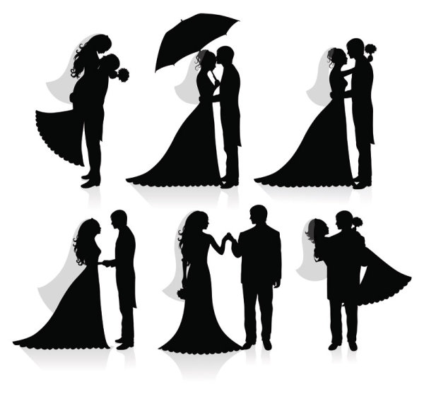 Wedding silhouette 01 - vector material