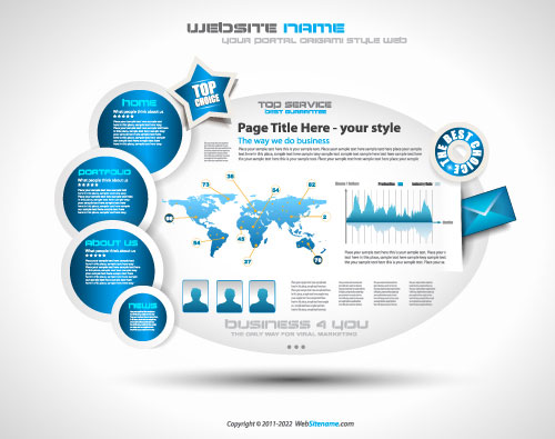 Creative origami website template 02 - vector material