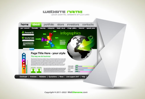 Creative origami website template 05 - vector material