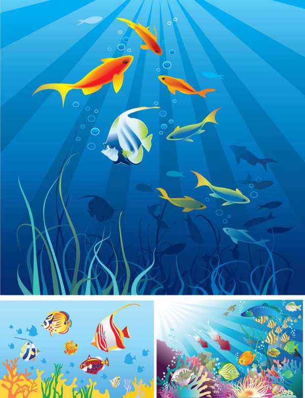 Cartoon ocean scene - vector material