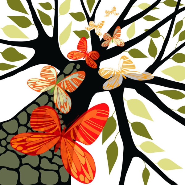 Fine branches silhouette 03 - vector material