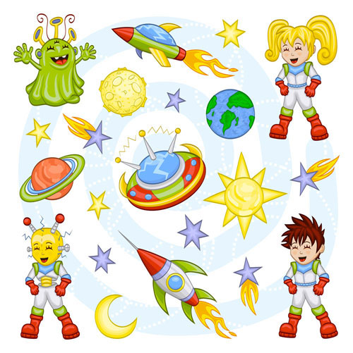 Cartoon space pattern 01 - vector material
