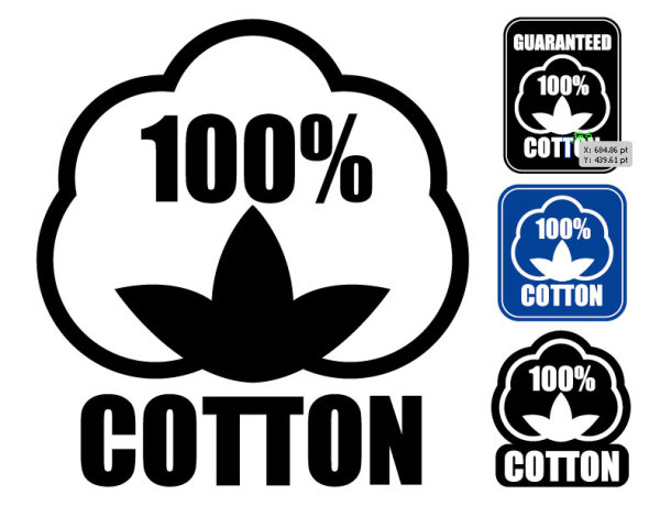 100% cotton label indicator 01 - vector material
