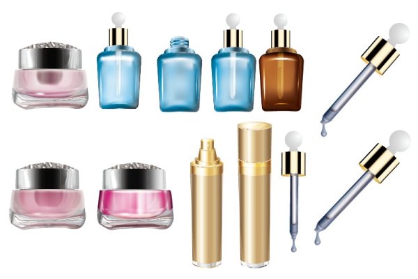 Cosmetics bottles vector material