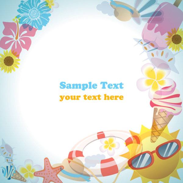 Cartoon Summer Picture 04 - vector material