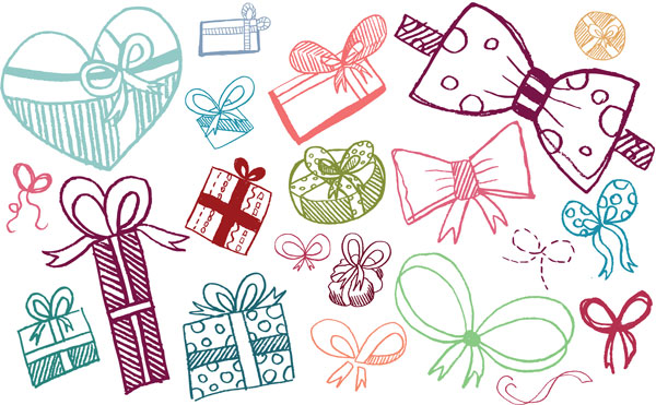 Lovely hand-painted gift bow vector material