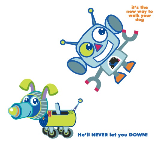 Cute cartoon robot vector material
