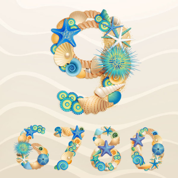 Marine theme font design 02 - vector material