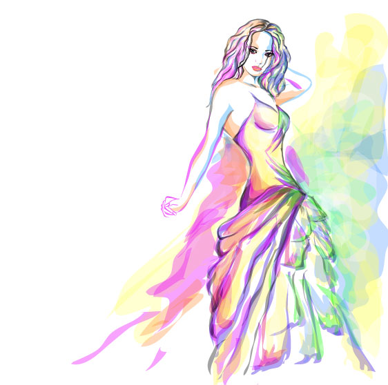 Beauty fashion illustrator 03 - vector material