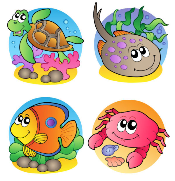 Cartoon marine animals 02 - vector material