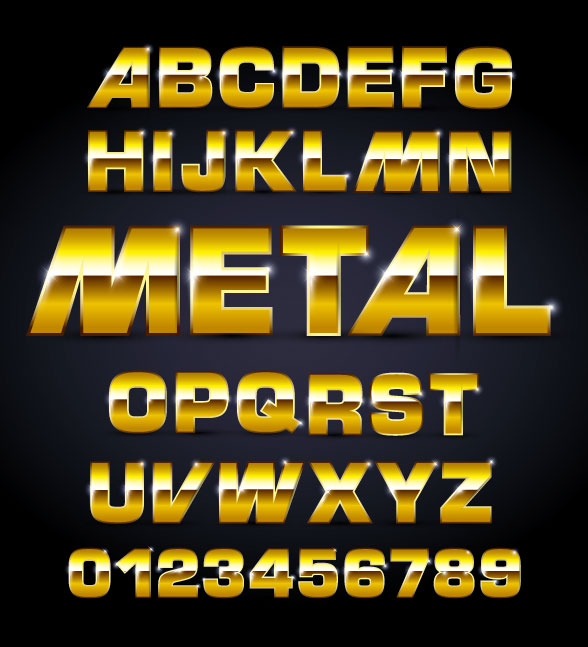 Metallic font design 02 - vector material
