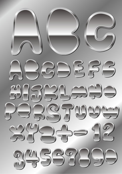 Metallic font design 04 - vector material