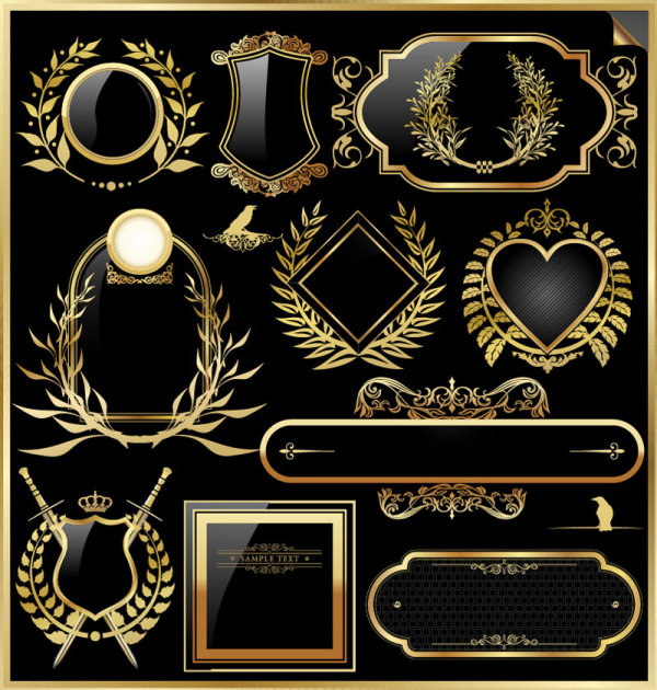 Golden pattern border 01 - vector material