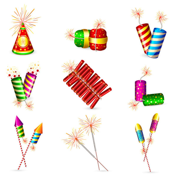 Beautifully firecrackers 01 - vector material