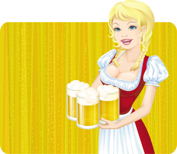 Pass the beer girls 05 - vector material