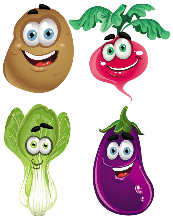Vegetable cartoon image 04 - vector material