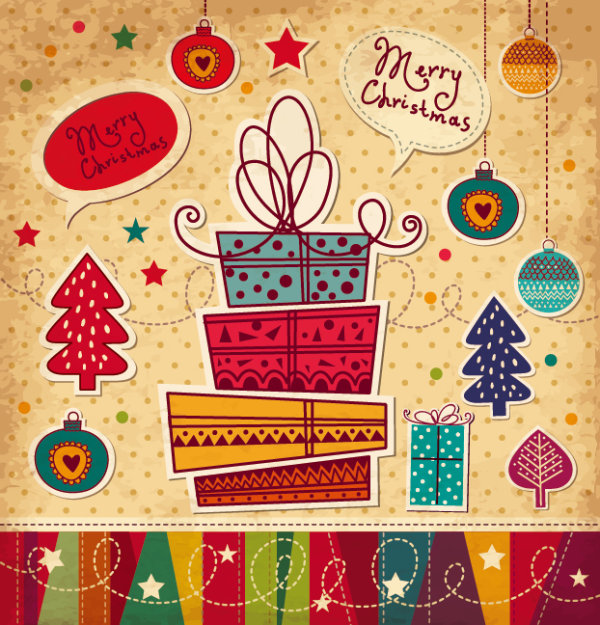 Cartoon Christmas card 02 - vector material