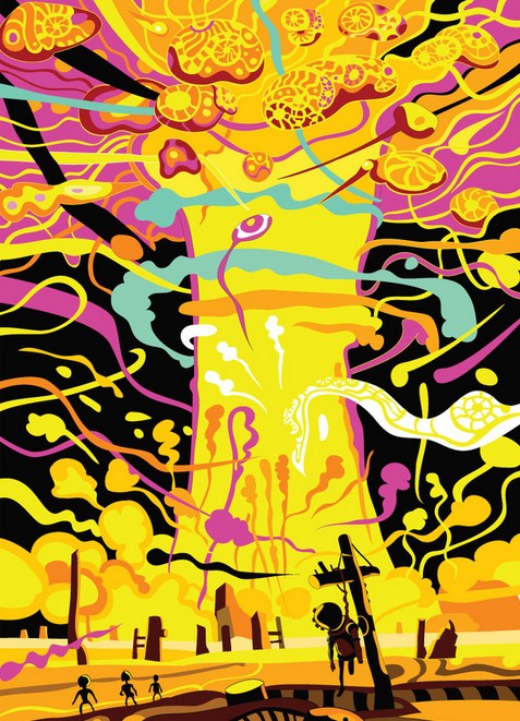 Fantasy mushroom cloud abstract vector material