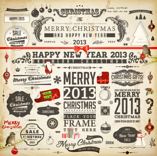 Christmas theme label 01 - vector material