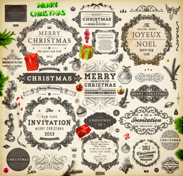 Christmas theme label 02 - vector material