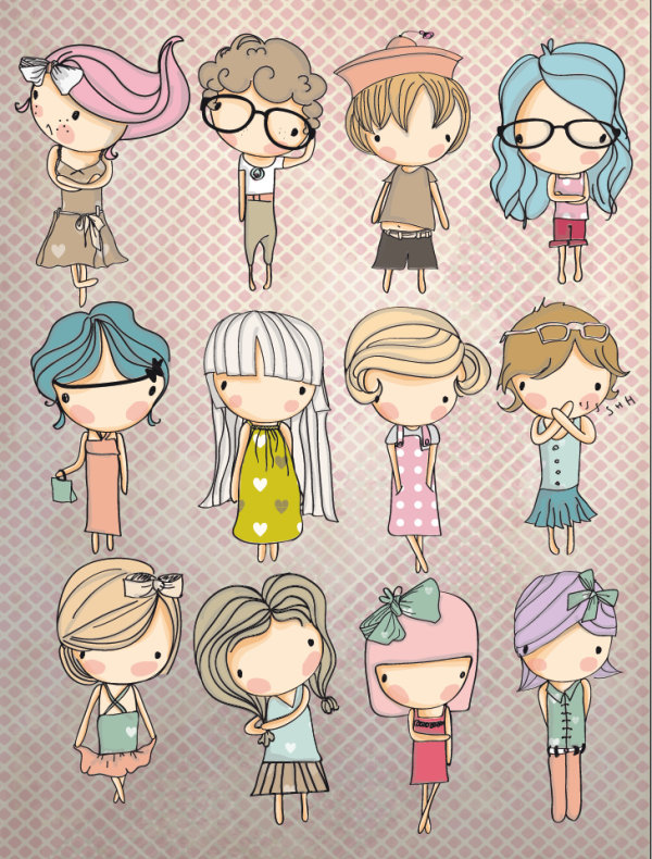 Cartoon images of children 03 - vector material