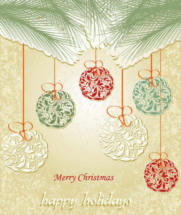 Christmas floral card 03 - vector material